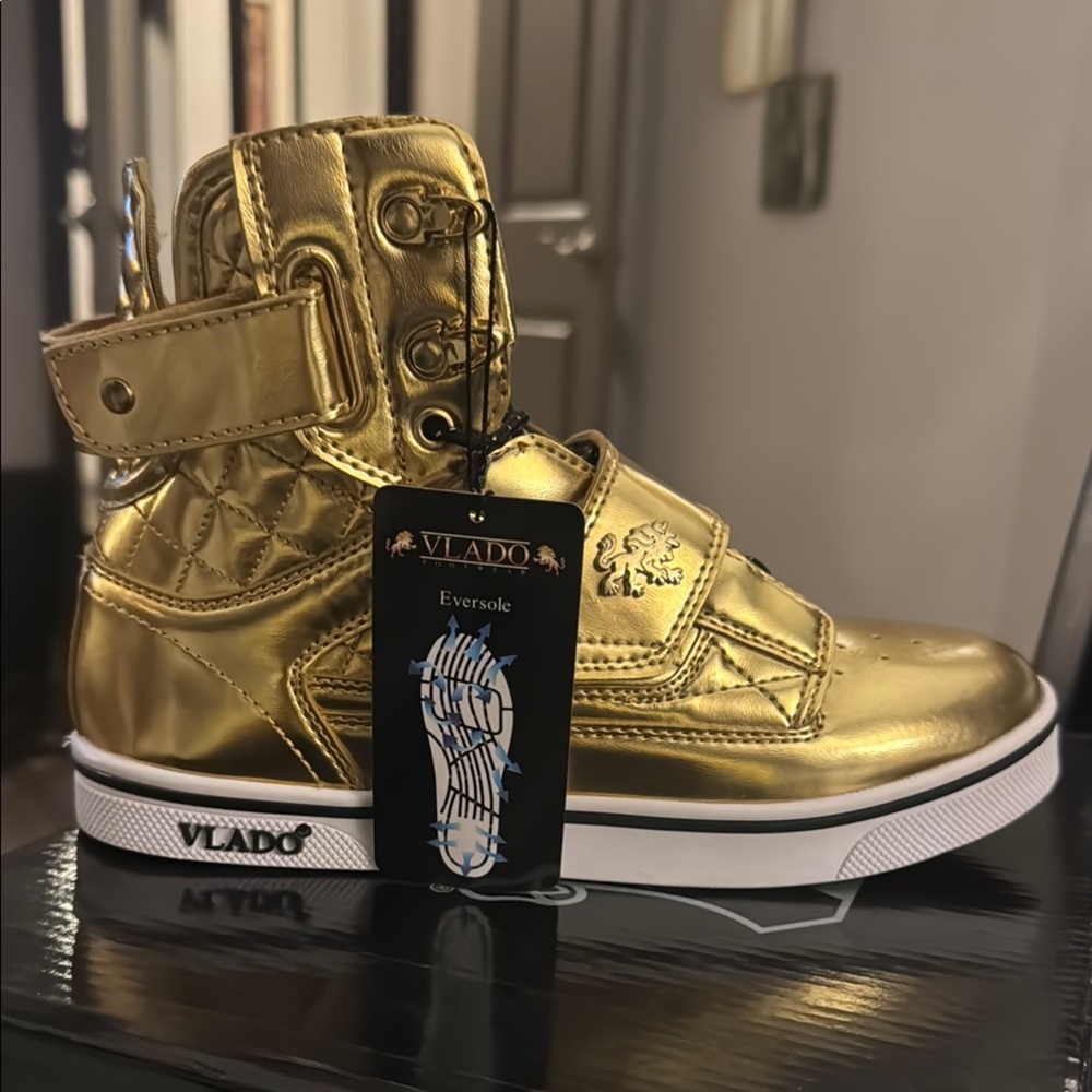 Vlado Women's Atlas W’s Gold High Top Sneakers Emo Punk Goth Shoes Size 5